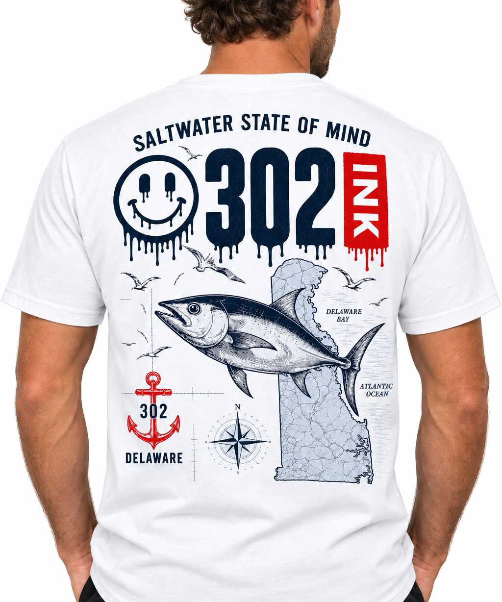 Saltwater State of Mind 302 Delaware Fishing Tee
