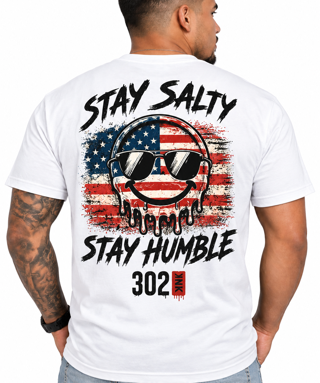 Stay Salty, Stay Humble – 302 American Flag Tee