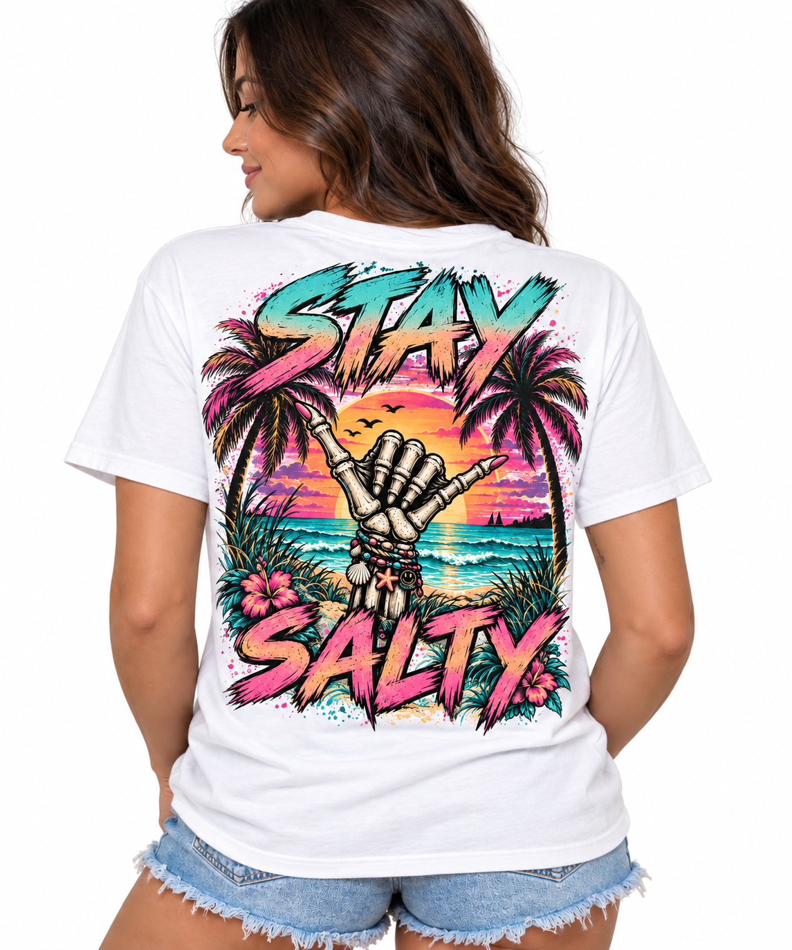 Stay Salty Skeleton Shaka Tee - Short & Long Sleeve
