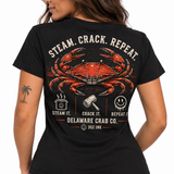 Steam. Crack. Repeat. Delaware Crab Tee