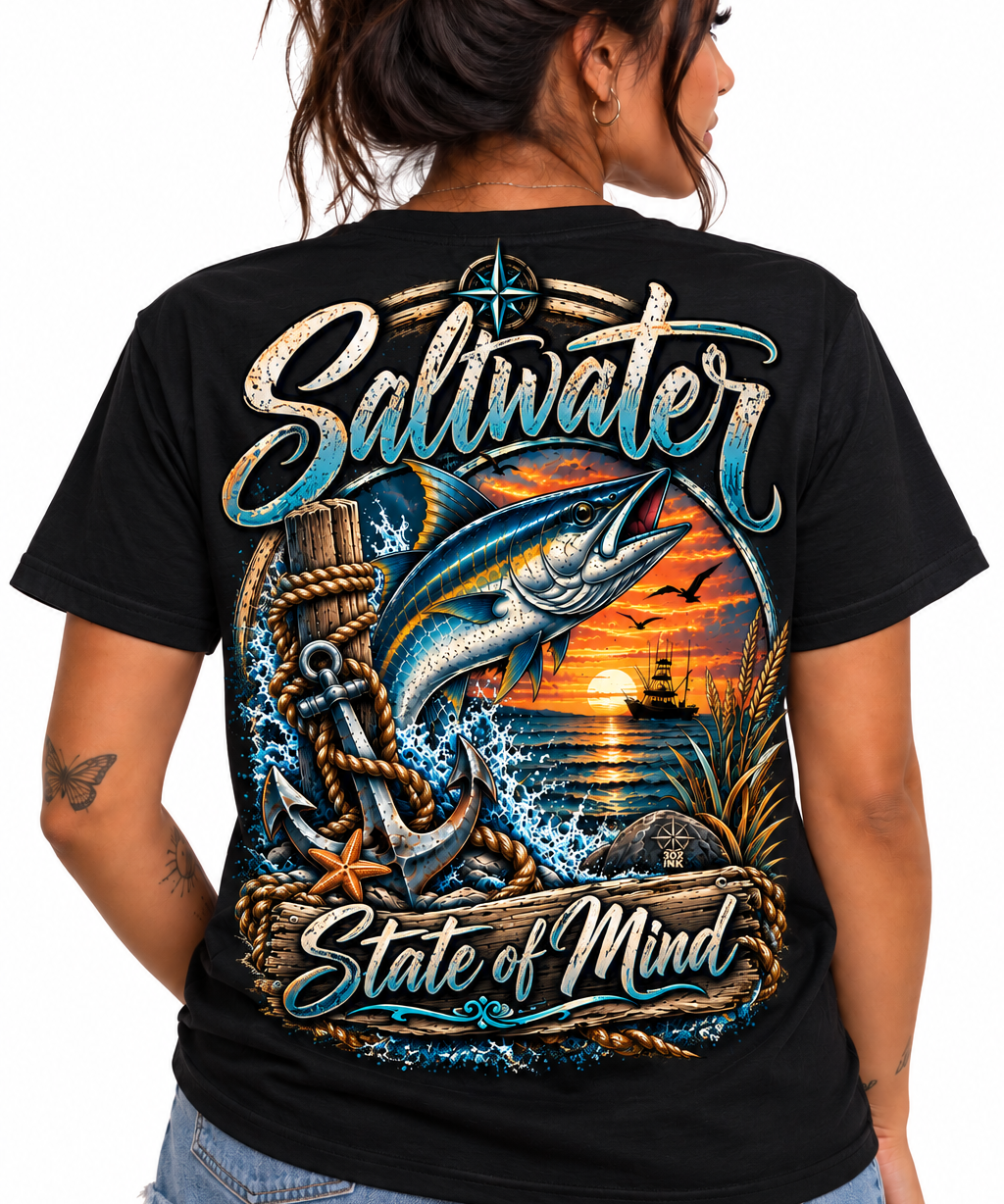 Saltwater State of Mind – Coastal Fishing Tee - Short & Long Sleeve