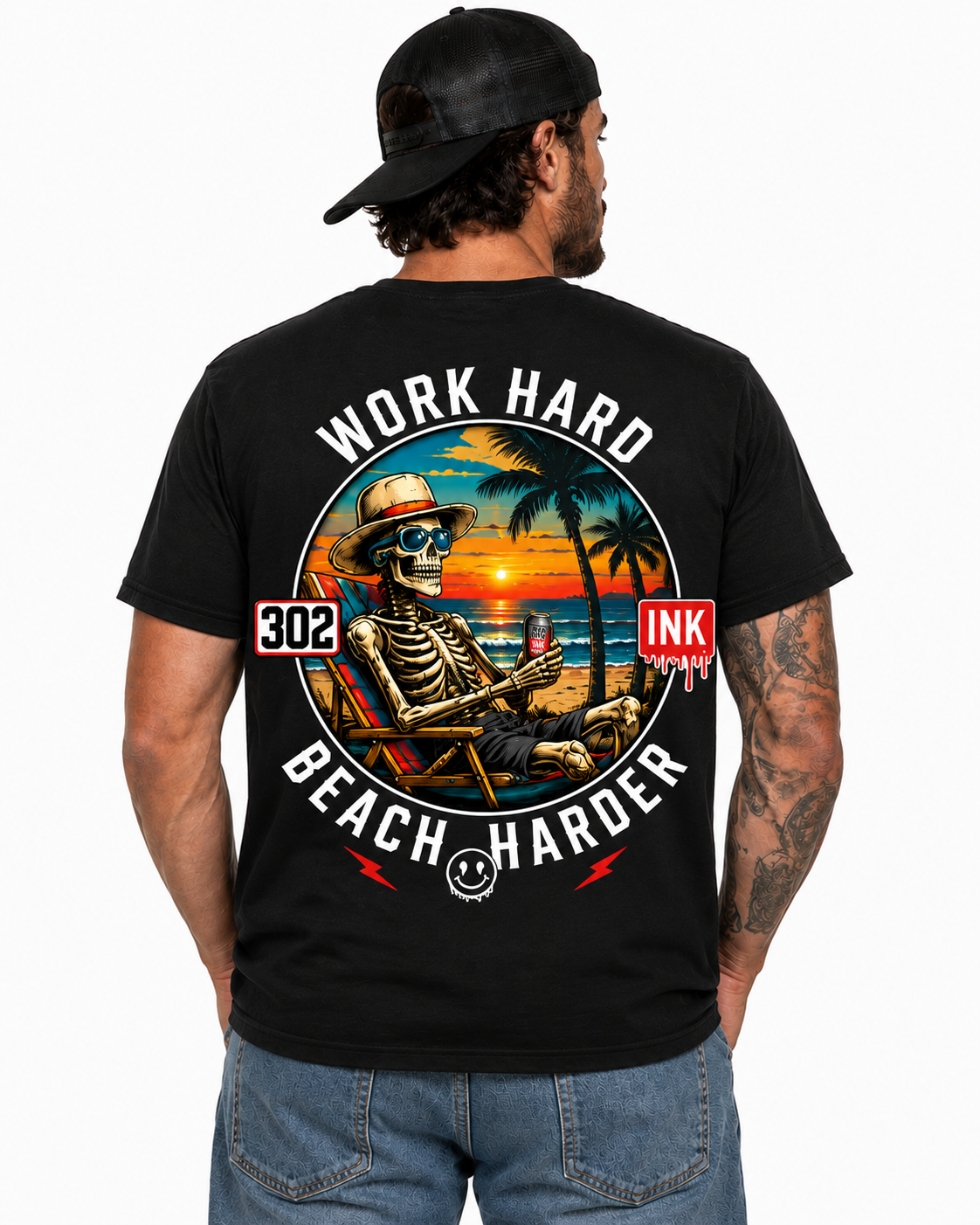 Work Hard. Beach Harder. | 302 Ink Coastal Tee