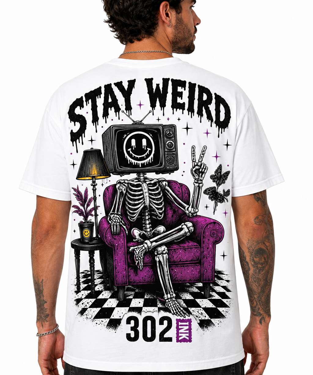 Stay Weird | TV Head Skeleton Graphic T