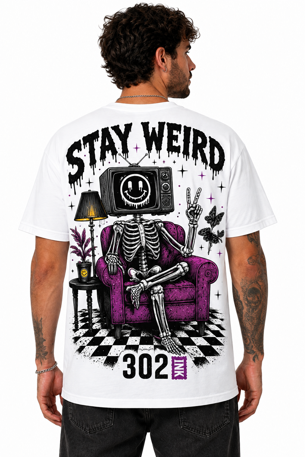 Stay Weird | TV Head Skeleton Graphic T