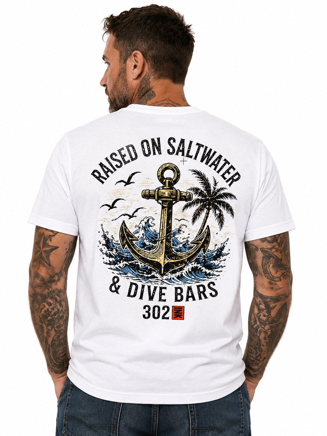 Raised on Baywater - 302 Ink Coastal Fishing Tee