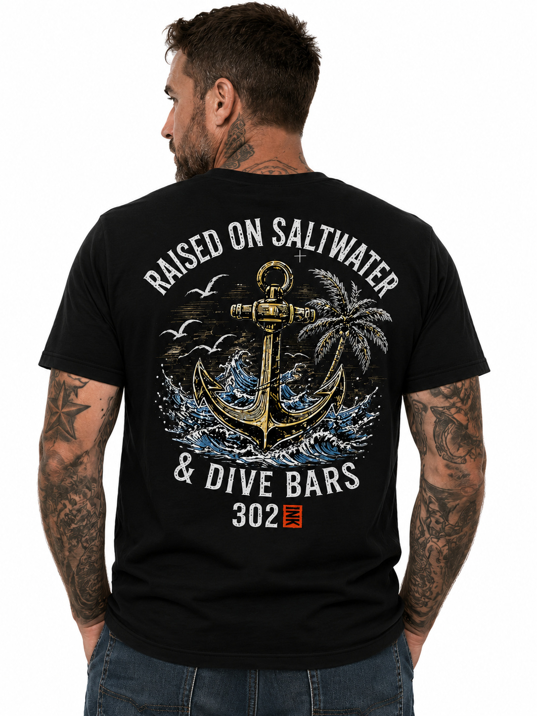 Raised on Baywater - 302 Ink Coastal Fishing Tee